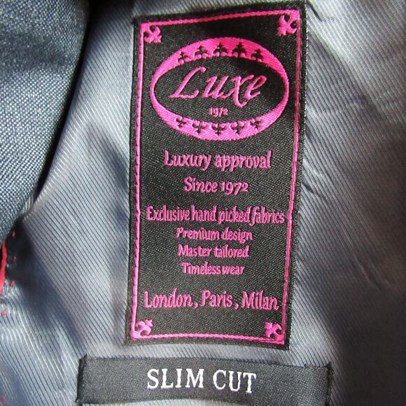 House Of St Benets Blazer Mens 38S/31W Blue Gray 2 Button Slim Coat Suit Jacket - Picture 11 of 14